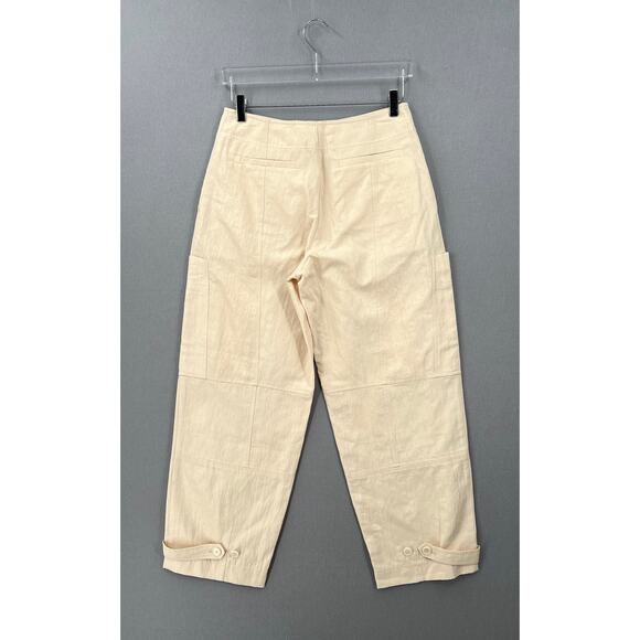 APIECE APART Tapered Barrel Balloon Pants Womens 4 Cream Linen Blend Cargo NEW - Picture 2 of 12